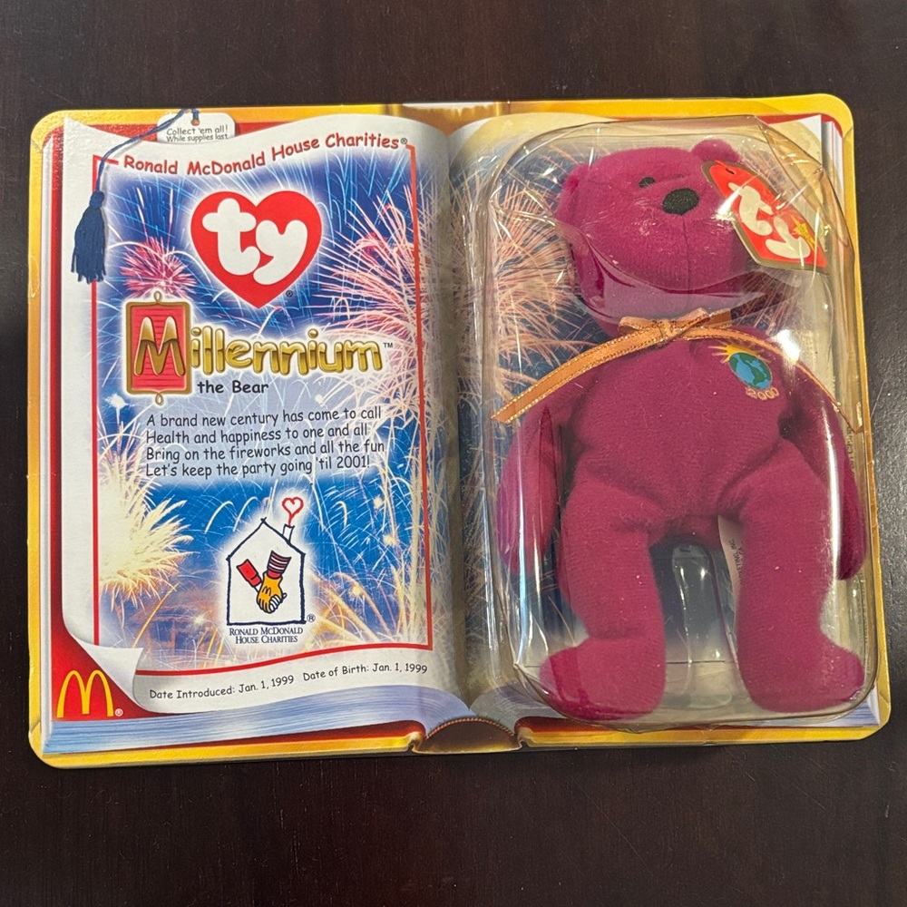 Ty Millennium Bear - Vibrant Purple Plush